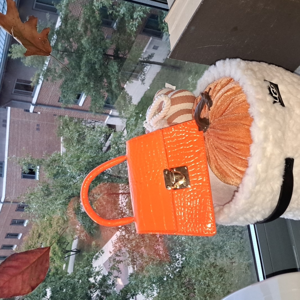 Orange Faux Leather Mini Bag